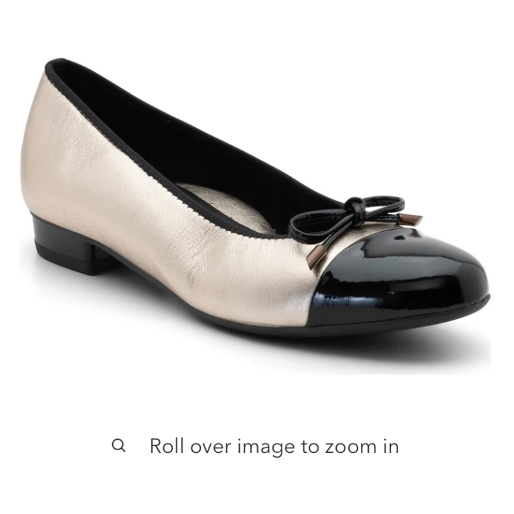 Italian Ballet Flat (7.5/platinum & black) EUC with box